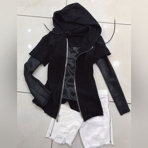 NWOT RTA oversized black hood zipper jacket